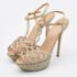 Sergio Rossi Gold Glitter Leather Laser Cut Out Platform Sandals Size 40 - Image 2