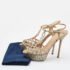 Sergio Rossi Gold Glitter Leather Laser Cut Out Platform Sandals Size 40 - Image 9