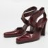 Sergio Rossi Burgundy Leather Cross Ankle Strap Pumps Size 38.5 - Image 2