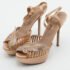 Sergio Rossi Light Brown Satin Crystal Embellished Ankle Strap Sandals Size 35.5 - Image 2