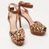 Stuart Weitzman Brown Leather and Leopard Print Pony Hair Platform Ankle Strap Sandals Size 38.5 - Image 4