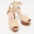 Stuart Weitzman Beige Leather Ankle Strap Platform Sandals Size 39 - Image 4