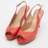 Stuart Weitzman Orange Python Embossed Leather Peep Toe Platform Slingback Pumps Size 40 - Image 2