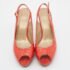 Stuart Weitzman Orange Python Embossed Leather Peep Toe Platform Slingback Pumps Size 40 - Image 3