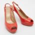 Stuart Weitzman Orange Python Embossed Leather Peep Toe Platform Slingback Pumps Size 40 - Image 4