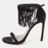Stuart Weitzman Black Suede Love Fringe Ankle Strap Sandals Size 37.5