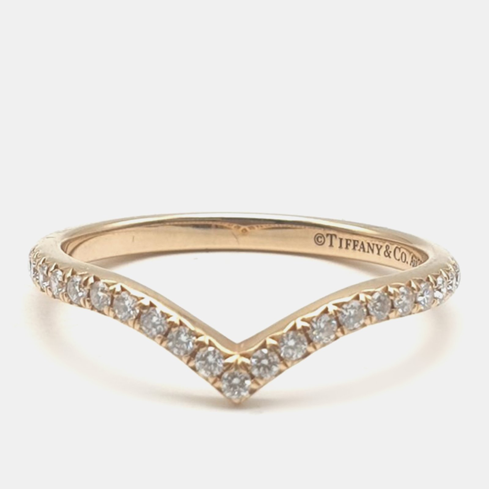 luxury-women-tiffany-co-used-fine-jewelry-p1002891-007 Tiffany & Co. 18K Rose Gold Diamonds Soleste V Ring EU 53 - Image 1