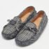 Tod's Silver/Black Textured Suede Bow Loafers Size 36 - Image 2