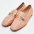 Tod's Peach Leather Double T Slip On Penny Loafers Size 37.5 - Image 2