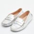 Tod's Silver Croc Embossed Leather Loafers Size 35.5 - Image 2