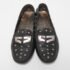 Tod's Black Leather Crystal Embellished Penny Loafers Size 37 - Image 3