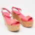 Tory Burch Pink Patent  Leather Dahlia Cork Platform Wedge Sandals Size 38.5 - Image 5