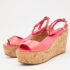 Tory Burch Pink Patent  Leather Dahlia Cork Platform Wedge Sandals Size 38.5 - Image 2