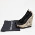 Tory Burch Black/Grey Suede and Python Embossed Leather Sandra Wedge Peep Toe Pumps Size 36.5 - Image 9