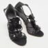 Tory Burch Black Leather Blossom Floral Embellished Sandals Size 38 - Image 4