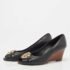 Tory Burch Black Leather Sally Wedge Pumps Size 39.5 - Image 2