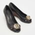 Tory Burch Black Leather Sally Wedge Pumps Size 39.5 - Image 4
