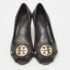 Tory Burch Black Leather Sally Wedge Pumps Size 39.5 - Image 3