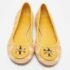 Tory Burch Beige/Yellow Raffia and Leather Reva Ballet Flats Size 35.5 - Image 3