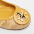 Tory Burch Beige/Yellow Raffia and Leather Reva Ballet Flats Size 35.5 - Image 8