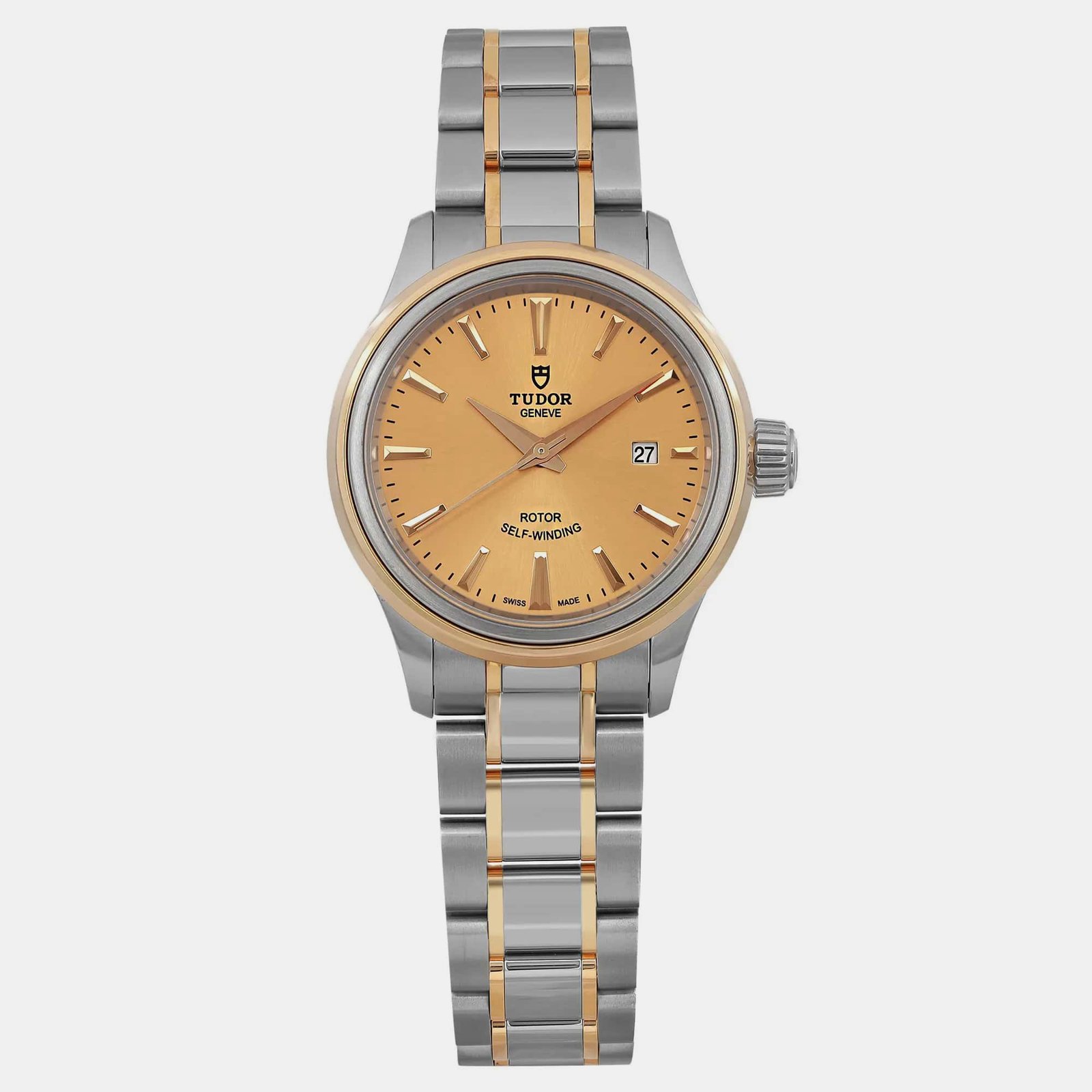luxury-women-tudorslug-used-watches-p1099368-005 Tudor Champagne 18K Yellow Gold Stainless Steel Style 12103-0001 Automatic Women's Wristwatch 28 mm - Image 1