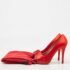 Valentino Red Pleated Satin Peep Toe Pumps Size 39 - Image 9