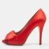 Valentino Red Pleated Satin Peep Toe Pumps Size 39