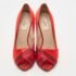 Valentino Red Pleated Satin Peep Toe Pumps Size 39 - Image 3